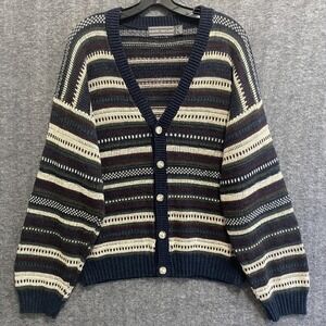 Vintage David Taylor‎ Cardigan Sweater Mens M Fair Isle Birdseye Grandpa USA 90s